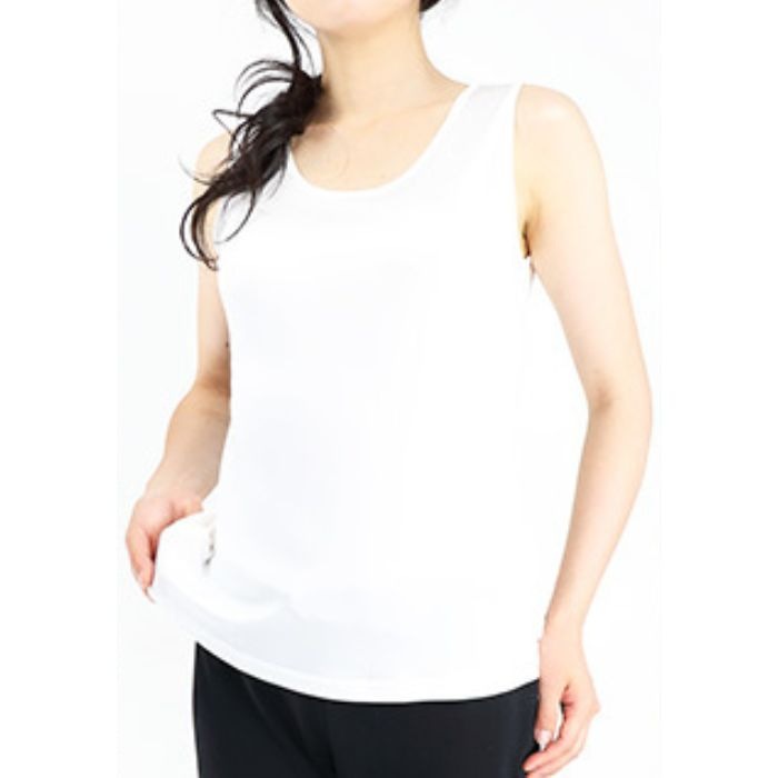 【吸汗・ノンアイロン】丸首タンクトップシャツ シルク肌着 スポーツ  紫外線カット UVカット シルク 25% ビスコース 75% 単品 レディース 登山 女性用 白 ホワイト Lサイズ XLサイズ カットソー 吸汗 絹 上品 エレガント ノンアイロン トップス 美肌 防臭 プレゼント ギフト 京都 春夏 涼しい