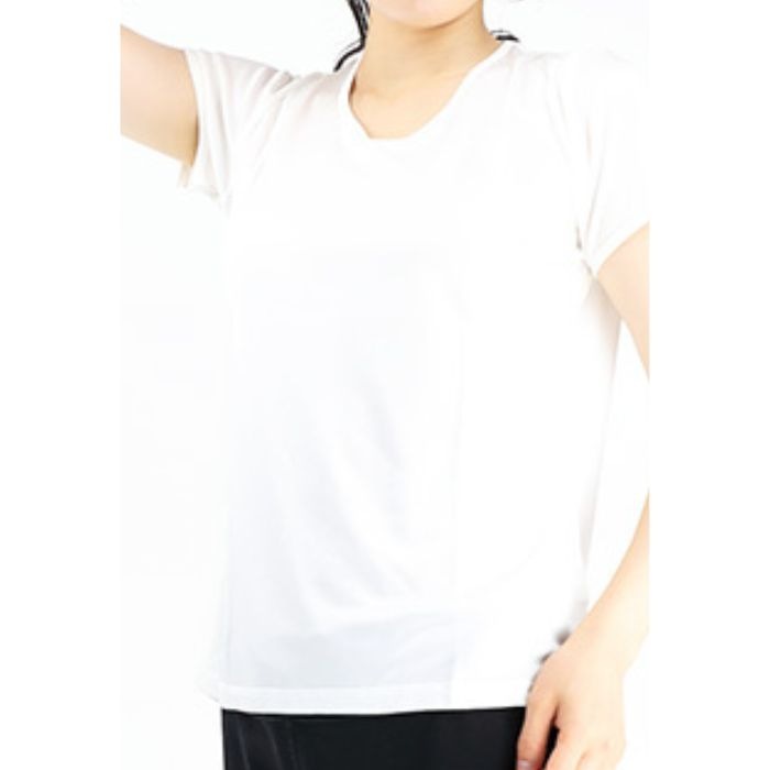 半袖 シャツ シルク 25％ ビスコース 75％ 肌着 スポーツ UVカット 単品 レディース Tシャツ 女性用 登山 丸首 Uネック ラウンドネック 白 ホワイト Lサイズ XLサイズ カットソー 汗取り 吸汗 絹 上品 エレガント ノンアイロン 美肌 防臭 京都 春夏 涼しい
