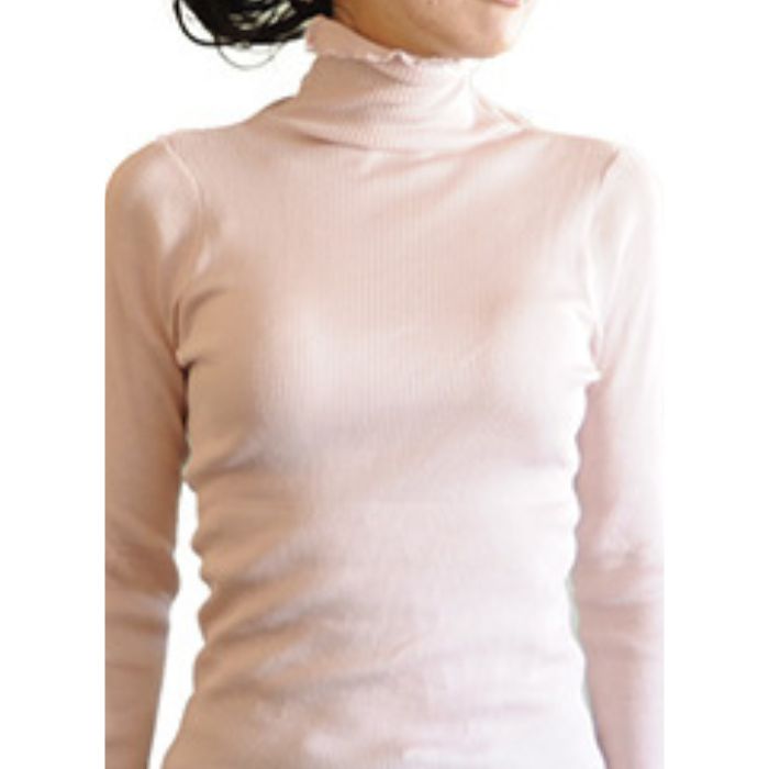 リブ編みハイネックシャツ シルク 70% 綿 30% 新商品 女性用 レディース 長袖 紫外線カット UVカット 登山 絹 吸湿 保湿 蒸れにくい 天然素材 汗取り 簡単洗濯 ノンアイロン 上品 肌に優しい 天然素材 肌着 美肌 防臭 京都 秋冬 暖かい