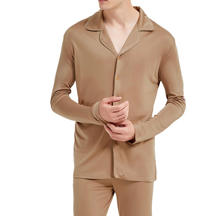 【快眠・吸湿・保湿】シルクパジャマ 洗濯機OK 男女兼用 上下セット ノンアイロン　シルク 20% レーヨン 80%  UVカット 上下セット 絹   ルームウェア ナイトウェア 快眠 吸湿 保湿  無地 快適 吸汗 汗取り 紺 ネイビー ベージュ メンズ 美肌 防臭 プレゼント ギフト 京都 春夏 涼しい