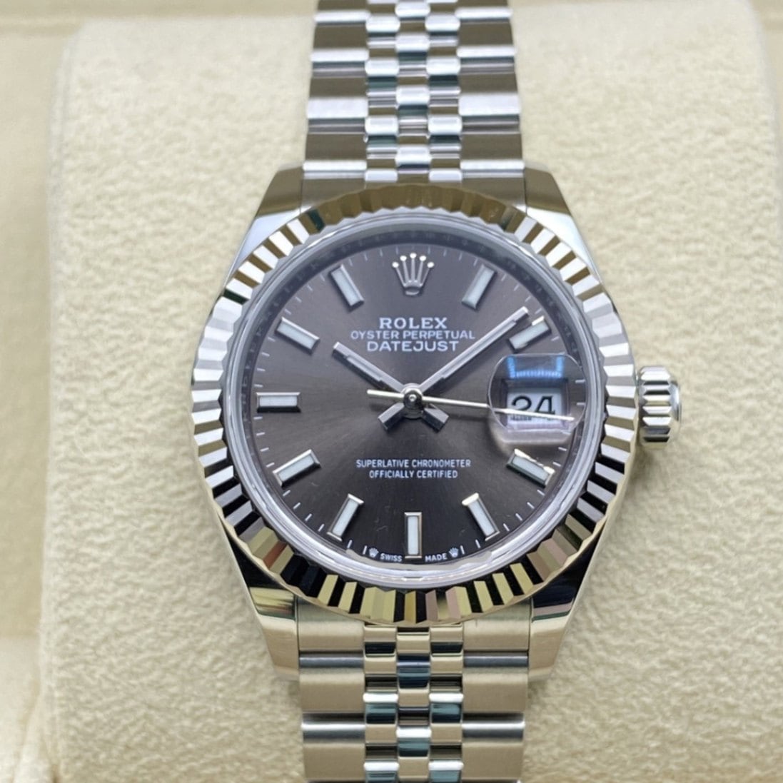ロレックス ROLEX デイトジャスト28 ランダムシリアル 279174 ダークグレー ジュビリーブレス SS/K18WG レディース 腕時計 ロレックス レディ デイトジャスト 28 279174 ダークグレー バー