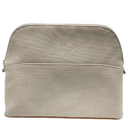 【たっぷり収納♪】HERMES ポーチ ボリード31 case ◇31cm エルメスボリードポーチ 31 ナチュラル キャンバス シルバー金具