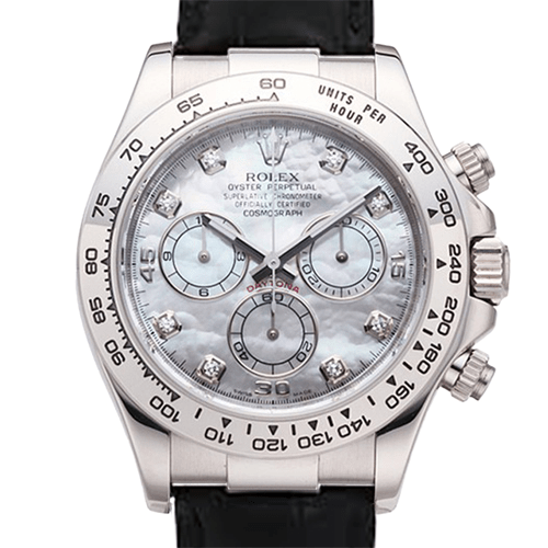 ロレックス デイトナ 8Pダイヤ ブラックレザーベルト ブラックシェル 116519NG