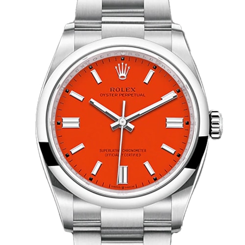 ロレックス オイスターパーペチュアル 126000 オイスターブレスレット コーラルレッド 36mm