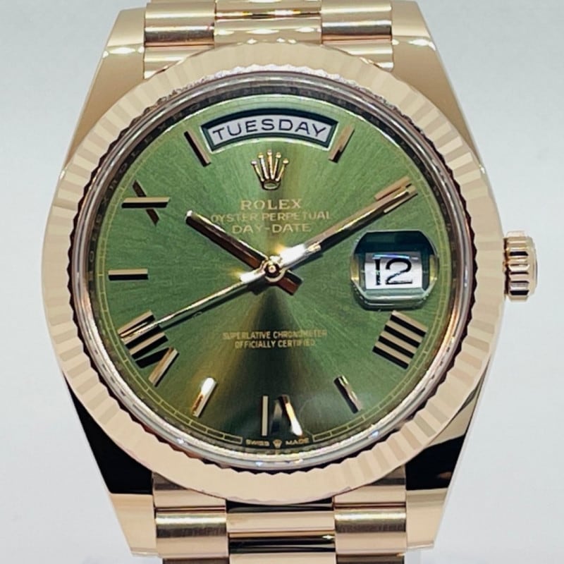 ロレックス デイデイト 228235 エバーローズゴールド オリーブグリーン ローマン 40mm