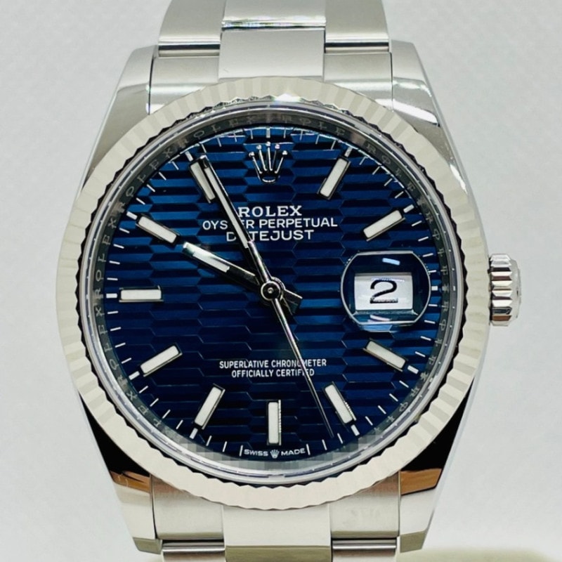 ロレックス デイトジャスト 126234　フルーテッドモチーフ　ブライトブルー
