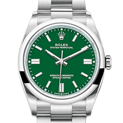 ロレックス オイスターパーペチュアル 126000 オイスターブレスレット グリーン