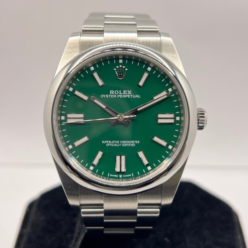ロレックス オイスターパーペチュアル41 124300 オイスターブレスレット グリーン