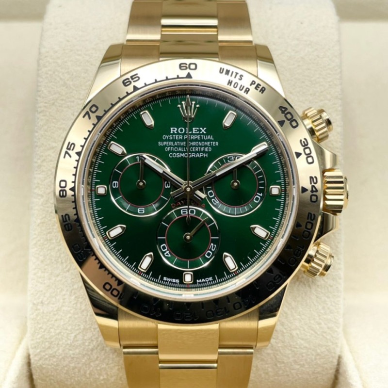 希少なデイトナ生産終了モデル！ロレックス デイトナ 116508 グリーン オイスターブレスレット 40mm