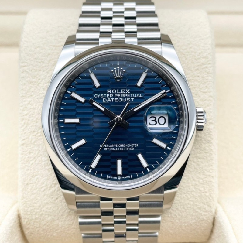 ロレックス デイトジャスト 126200 ブルー フルーテッドモチーフ ジュビリーブレスレット36mm