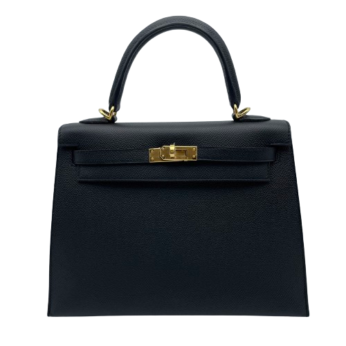 【未使用級】東京イギン　ホースヘア　フォーマル　ハンドバック　ゴールド金具 現金特価】エルメス ケリー 25 ノワール エプソン ゴールド金具 B刻印