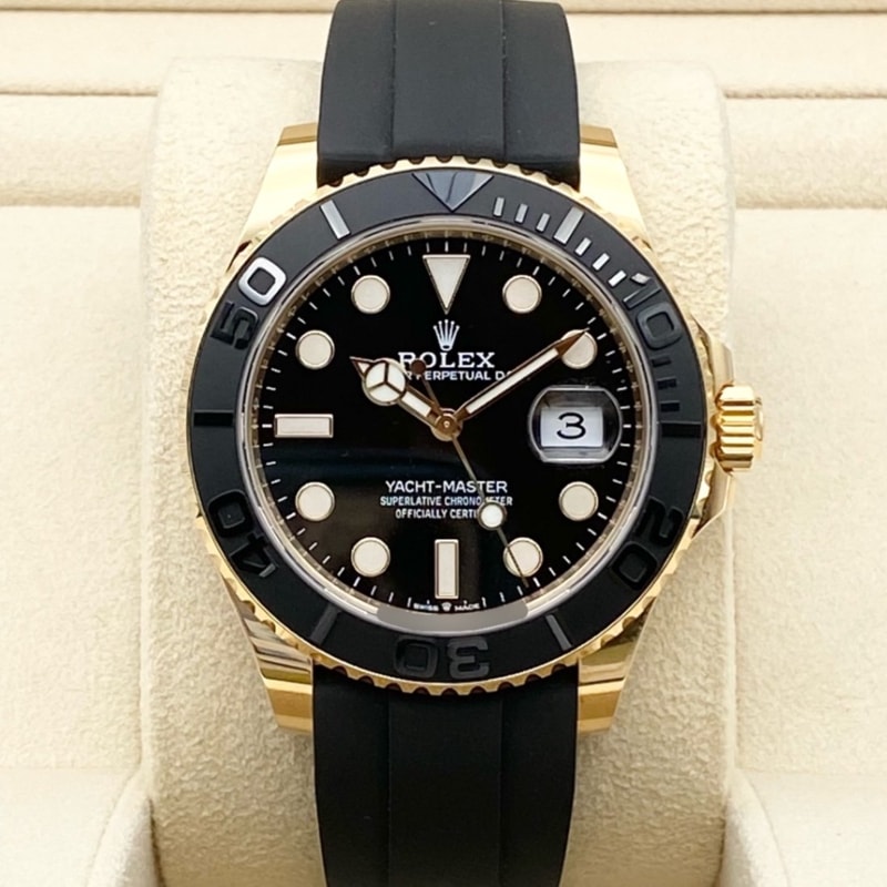 ロレックス ヨットマスター 226658 ブラック ブラックラバーベルト イエローゴールド 42mm