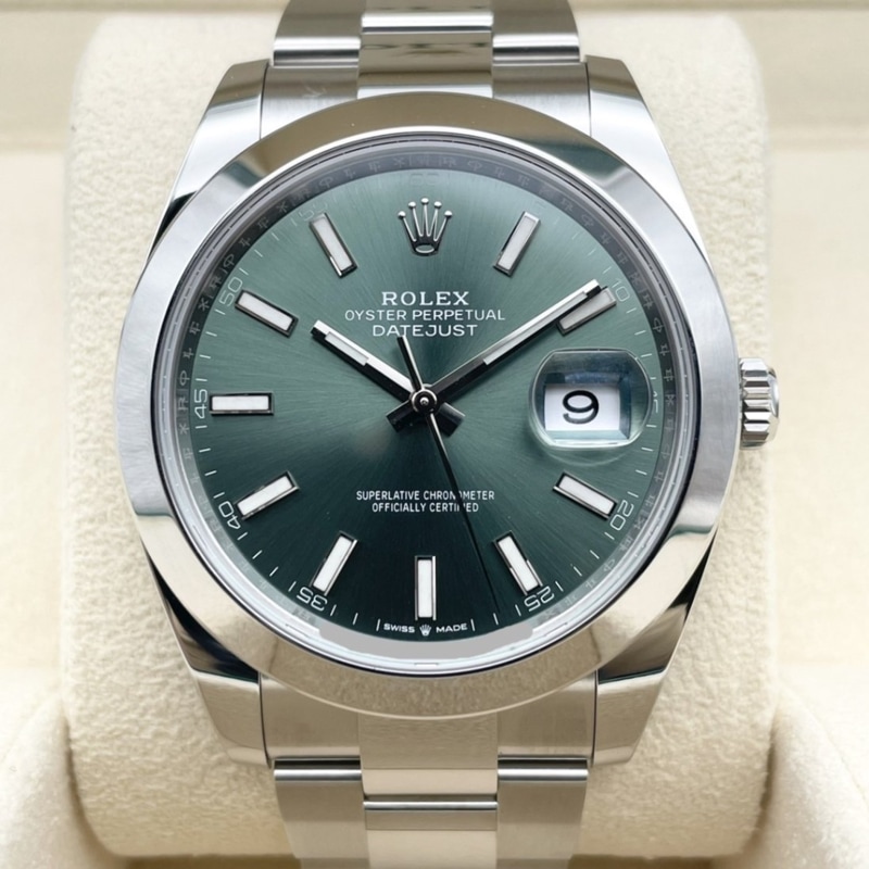 ロレックス デイトジャスト 126300 ミントグリーン オイスターブレスレット 41mm