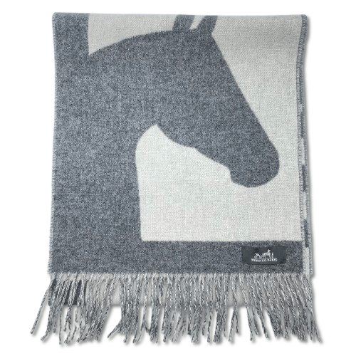 エルメス マフラー ラブストーリー 30x140 グリ・クレール/イヴォワール カシミヤ100％