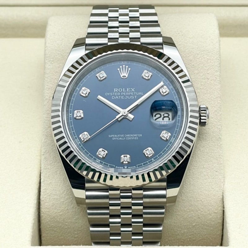 【新箱付属！！】ロレックス デイトジャスト 126334 ブルー10Pダイヤ ジュビリーブレスレット 41mm