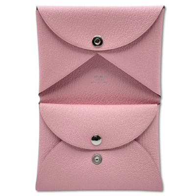 エルメス カルヴィ デュオ ローズサクラ シェーブル シルバー金具 W刻印