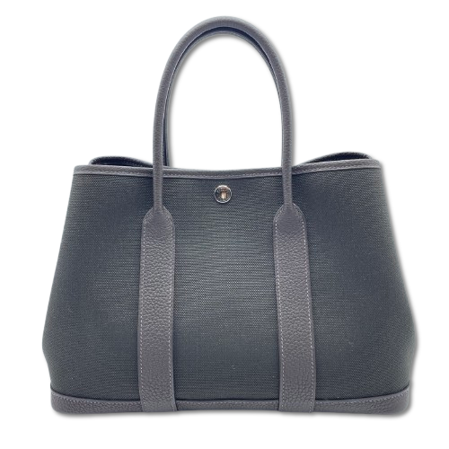 【良品】エルメス HERMES ガーデンパーティーPM トワルアッシュ グレー HERMES エルメス ガーデンパーティPM トワルアッシュ/レザー グレー