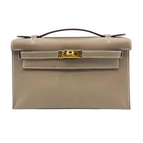 エルメス ポシェットケリー 22 エトゥープ スイフト ゴールド