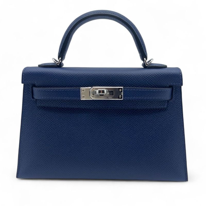 エルメス ミニケリー ブルーネイビー エプソン ゴールド金具 B