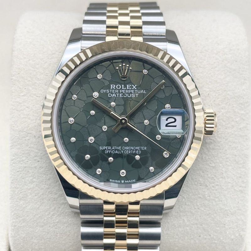【2025年7月ギャラ！】ロレックス デイトジャスト 278273 オリーブグリーンフローラルモチーフ 31mm