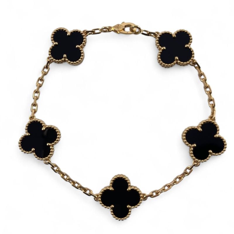 ヴァンクリーフ＆アーペル ヴィンテージアルハンブラ 5P ブレスレット VCARA41300 オニキス イエローゴールド