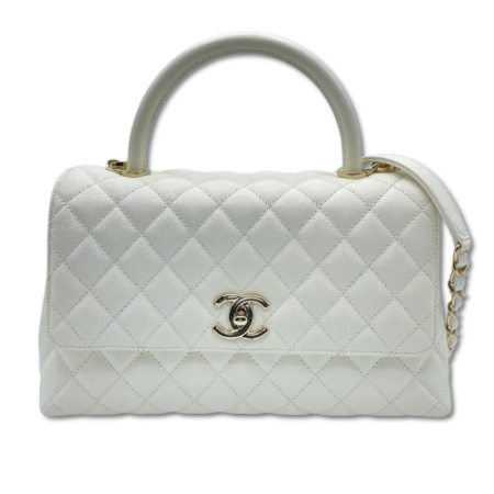 美品　CHANEL ココハンドル29 チェーンバッグ ホワイト　キャビアスキン 美品 CHANEL ココハンドル29 チェーンバッグ ホワイト キャビア