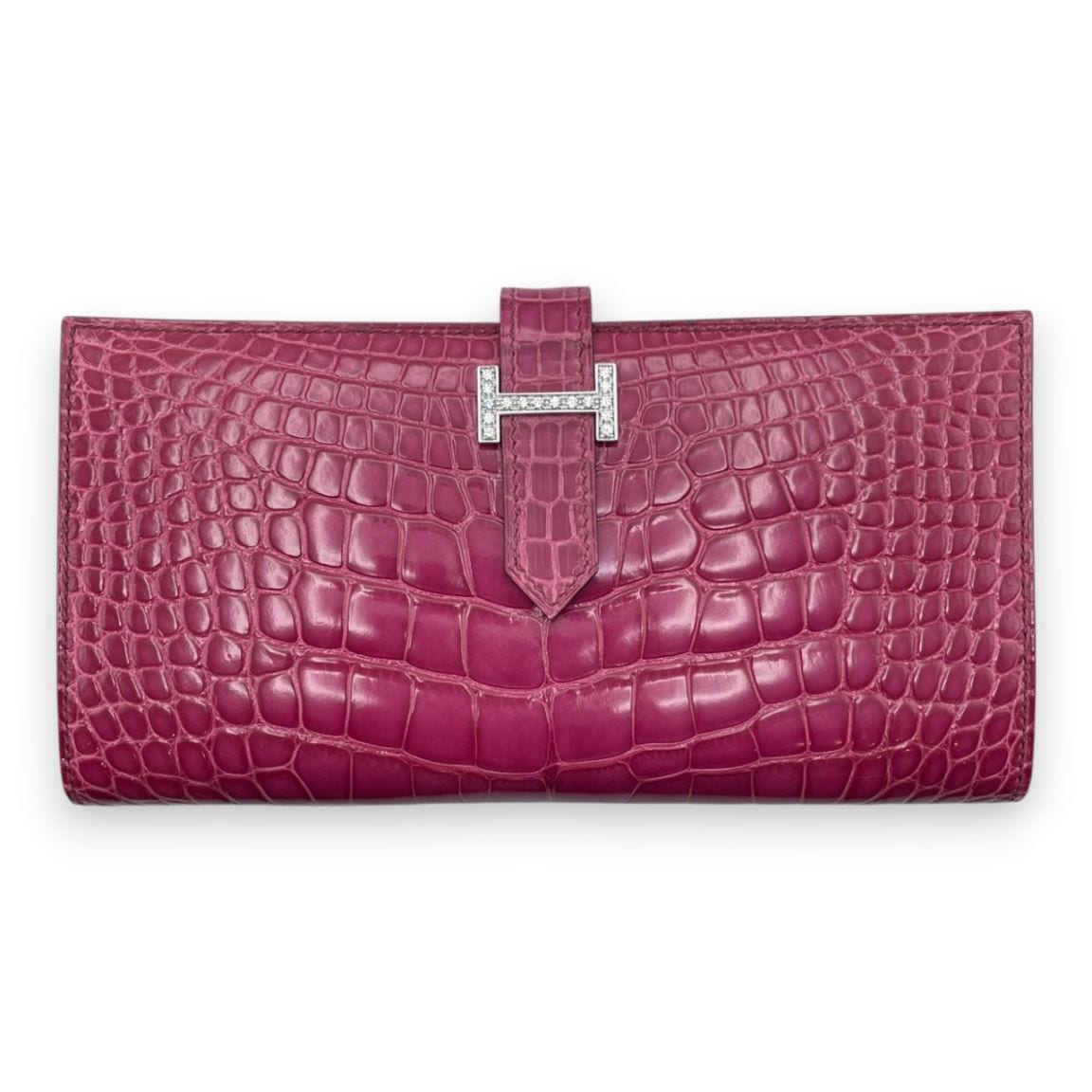 エルメス ベアンスフレ フューシャピンク アリゲーター ホワイト