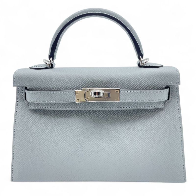 エルメス ミニケリー2 ブルーグラシエ エプソン シルバー金具 K刻印