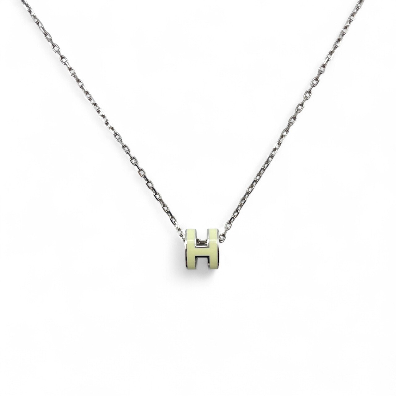 エルメス ポップH ミニ ネックレス アイボリー/メタル シルバー金具