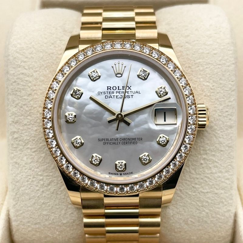 ロレックス デイトジャスト 278278 オリーブグリーンフローラルモチーフ イエローゴールド 31mm