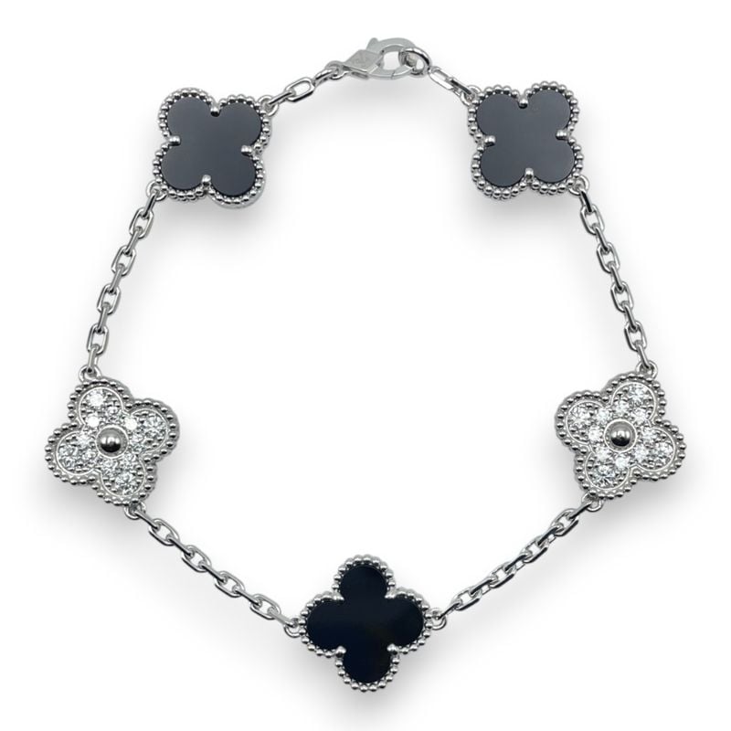 ヴァンクリーフ＆アーペル ヴィンテージアルハンブラ 5P ブレスレット VCARP2R900 オニキス ダイヤモンド ホワイトゴールド