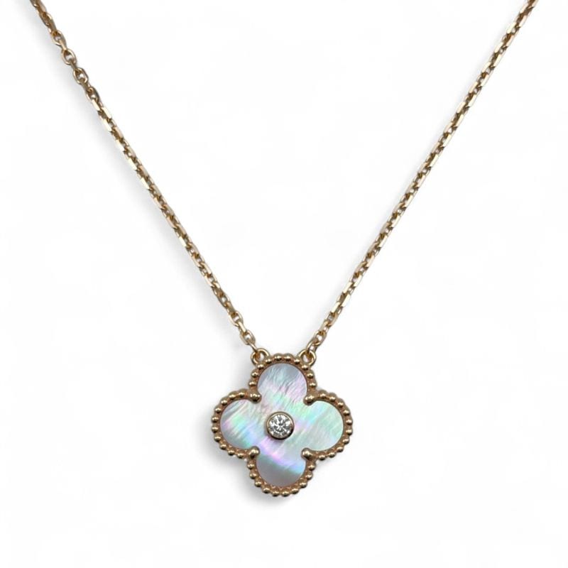 ヴァンクリーフ＆アーペル ヴィンテージアルハンブラ ネックレス VCARPM0P00 ピンクシェル ローズゴールド