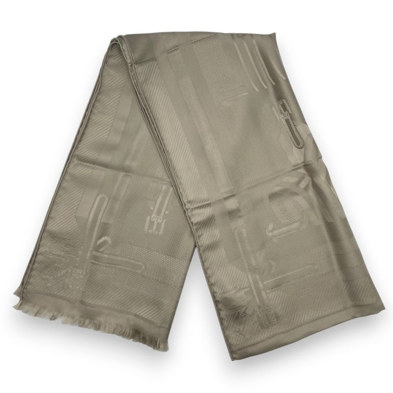 エルメス シルクマフラー ジャガード コーチング リネン シルク100%