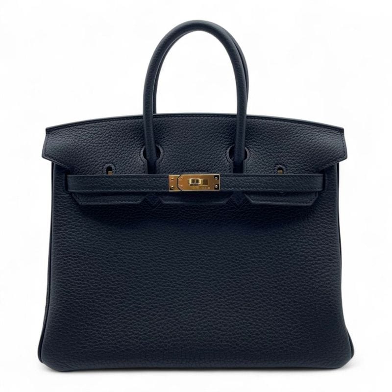 エルメス バーキン 25 ヴェルソ ノワール/ブルーサフィール トゴ ゴールド金具 W刻印
