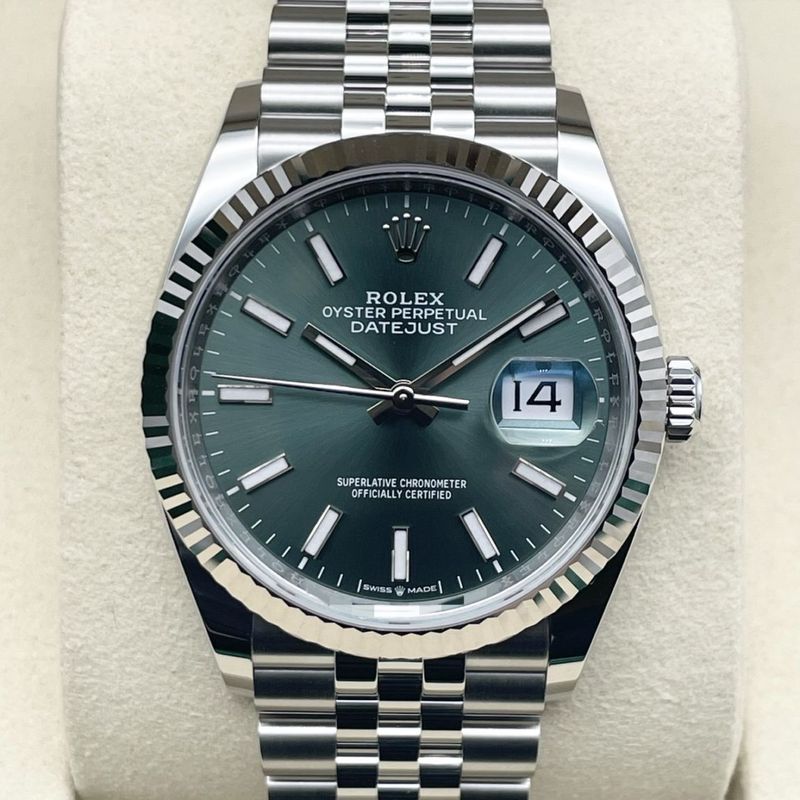 【25年11月ギャラ！】ロレックス デイトジャスト 126234 ミントグリーン ジュビリーブレス 36mm
