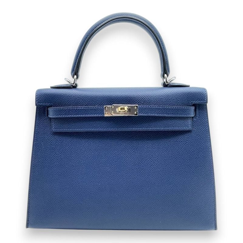 エルメス ケリー 25 セリエ ブルーネイビー エプソン エレクトラム金具 K刻印