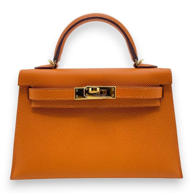 エルメス ミニケリー オレンジ エプソン ゴールド金具 B刻印