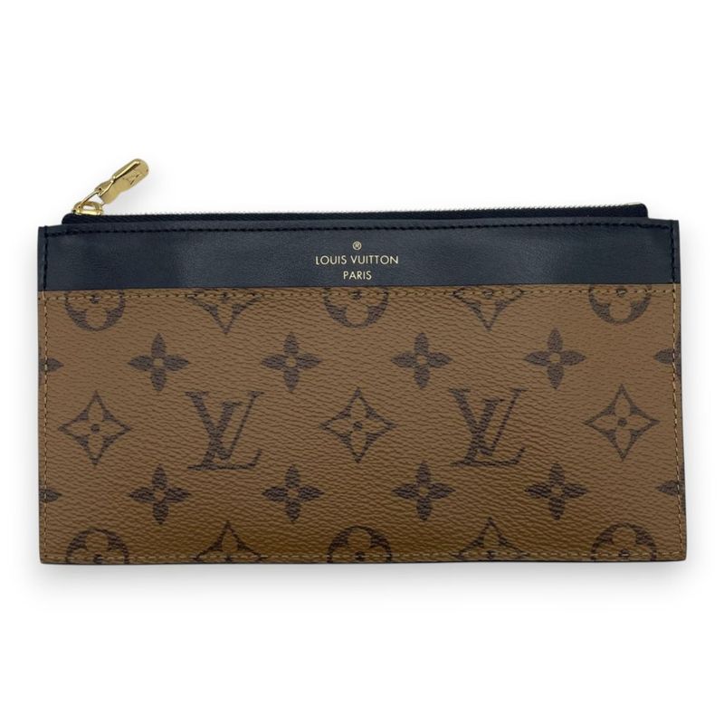 ルイヴィトン スリムパース ブラウン モノグラム カウハイドレザー ゴールド金具 M80390