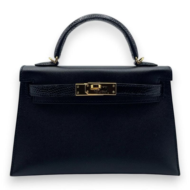 エルメス ミニケリー ノワール ボックスカーフ シルバー金具 W刻印