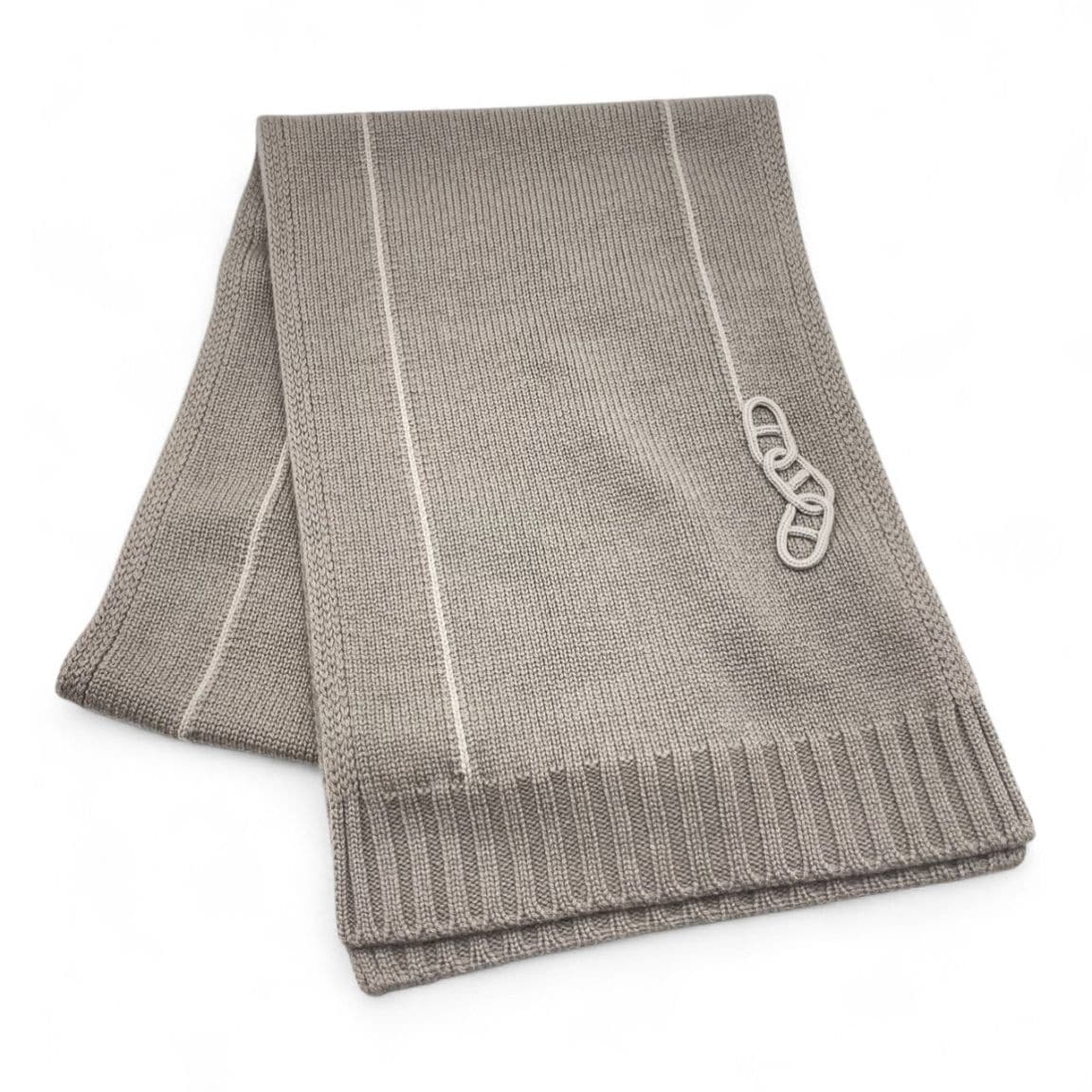 エルメス ニットマフラー マイヨン・トラセ 30×180 ベージュ カシミヤ