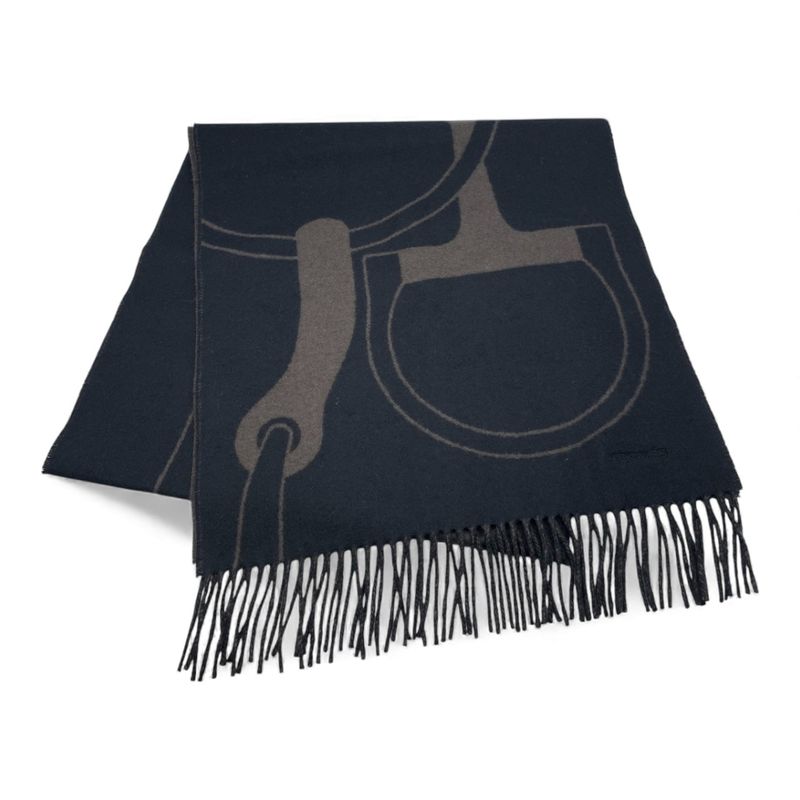 エルメス マフラー メタル・エケストル 40×170 ノワール / カフェ カシミヤ100%