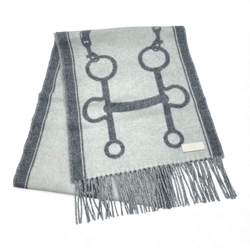 銀座限定❤︎エルメス ツイリー 馬車柄 Hロゴ リバーシブル グレー