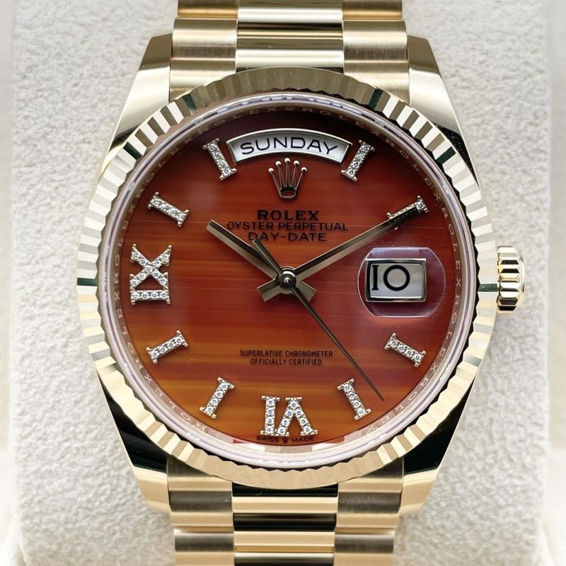 ロレックス デイデイト 128238A カーネリアン  インデックスダイヤ プレジデントブレスレット 36mm