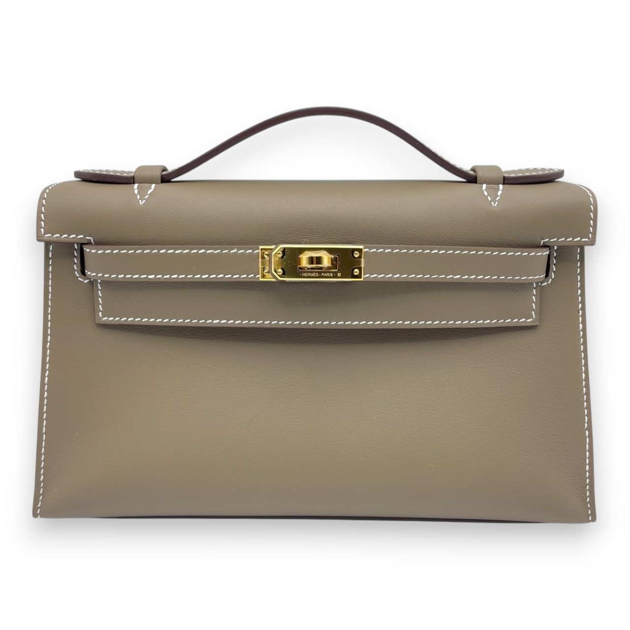 エルメス ポシェットケリー 22 エトゥープ スイフト ゴールド金具 K