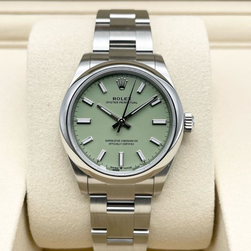 【保証書日付2025年12月】 ロレックス オイスターパーペチュアル 277200 ピスタチオグリーン ステンレスチール 31mm
