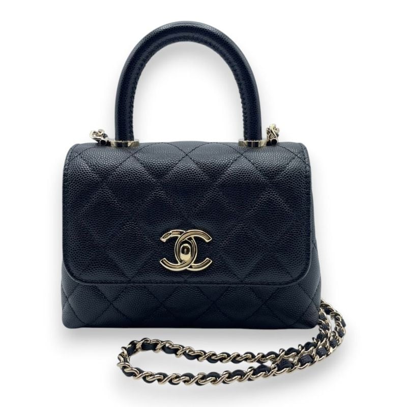 シャネル ココハンドル ミニミニ AP4244 ブラック キャビアスキン