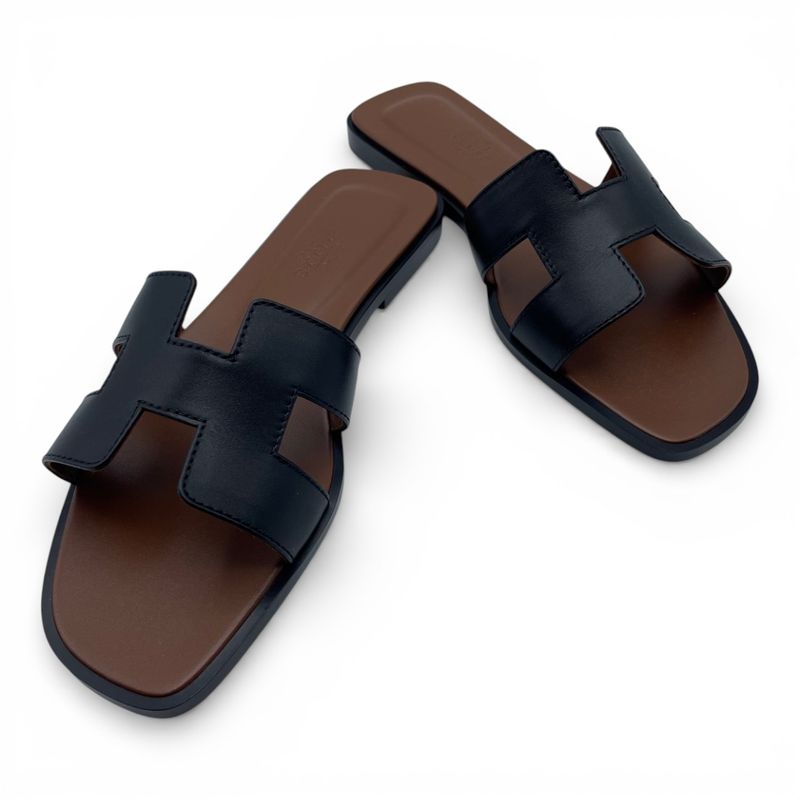 エルメス オラン サンダル 36 ノワール/ゴールド 23/23.5cm