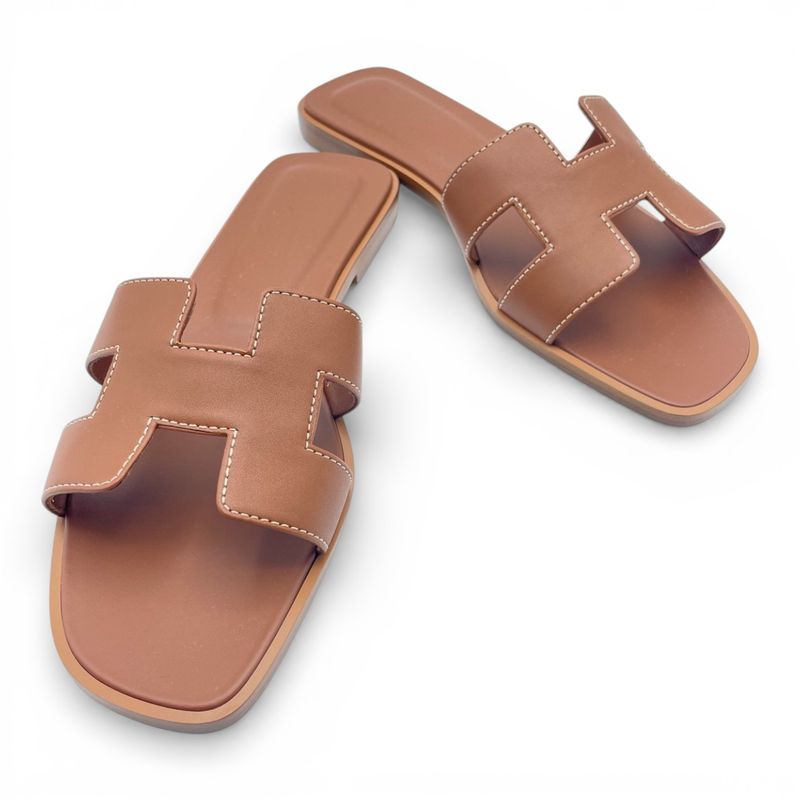 エルメス オラン サンダル 38 ゴールド ボックスカーフ 24cm