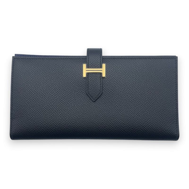 エルメス ベアンスフレ ヴェルソ ノワール/ブルーネイビー エプソン ゴールド金具 W刻印