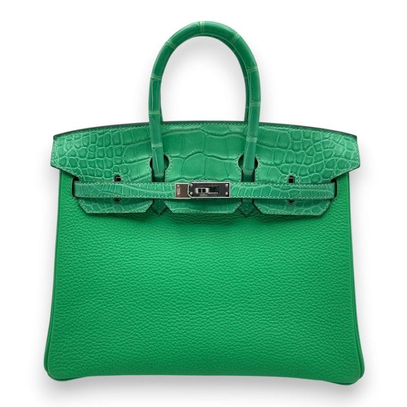 エルメス バーキン タッチ 25 ヴェールコミック トゴ/アリゲーターマット シルバー金具 W刻印